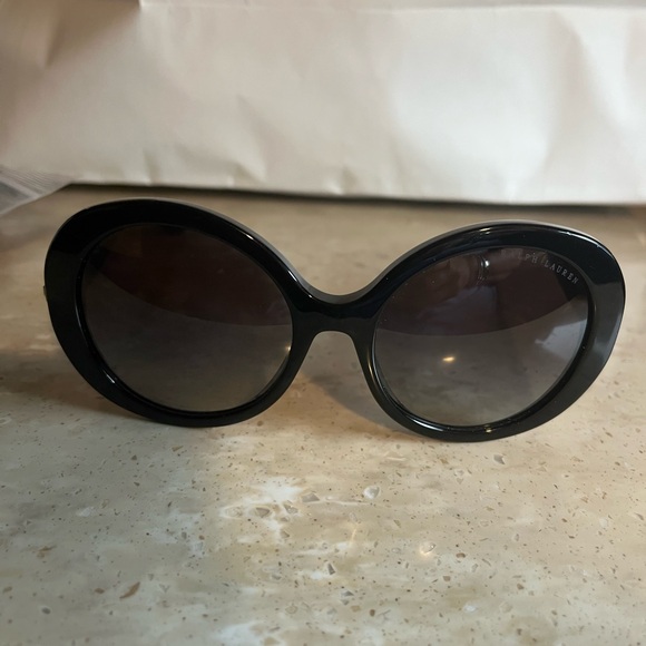 Ralph Lauren Glossy Black Round Sunglasses - Picture 3 of 9